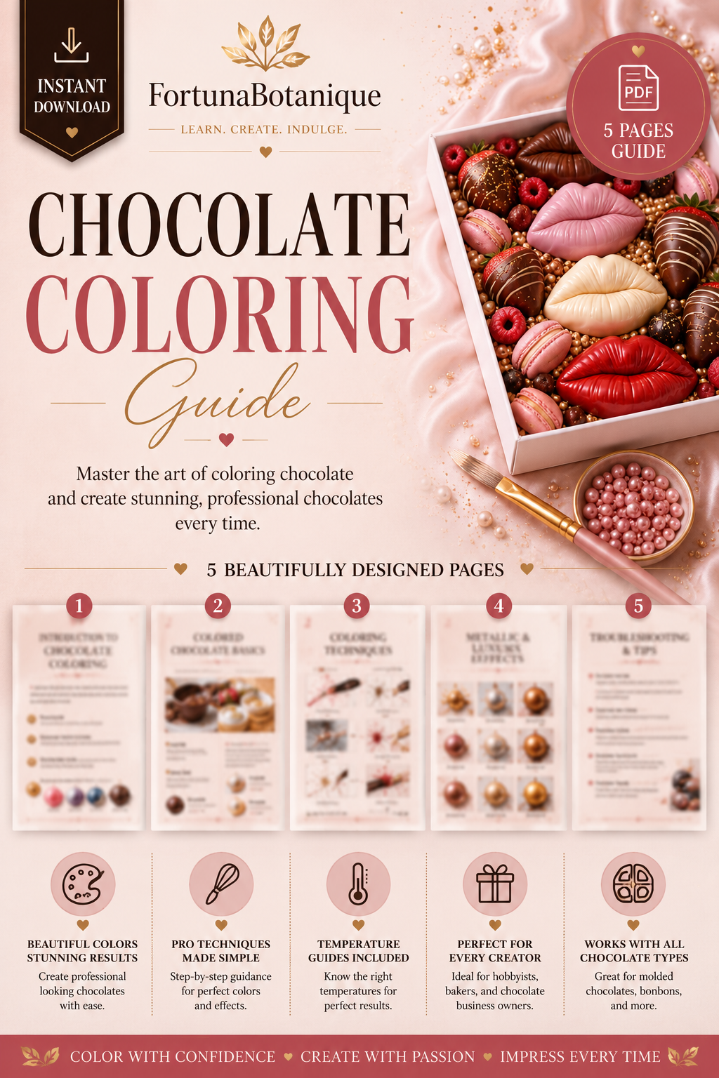 Luxury Chocolate Coloring Guide | Professional Cocoa Butter Coloring & Decorative Chocolate Techniques (Instant PDF Download)