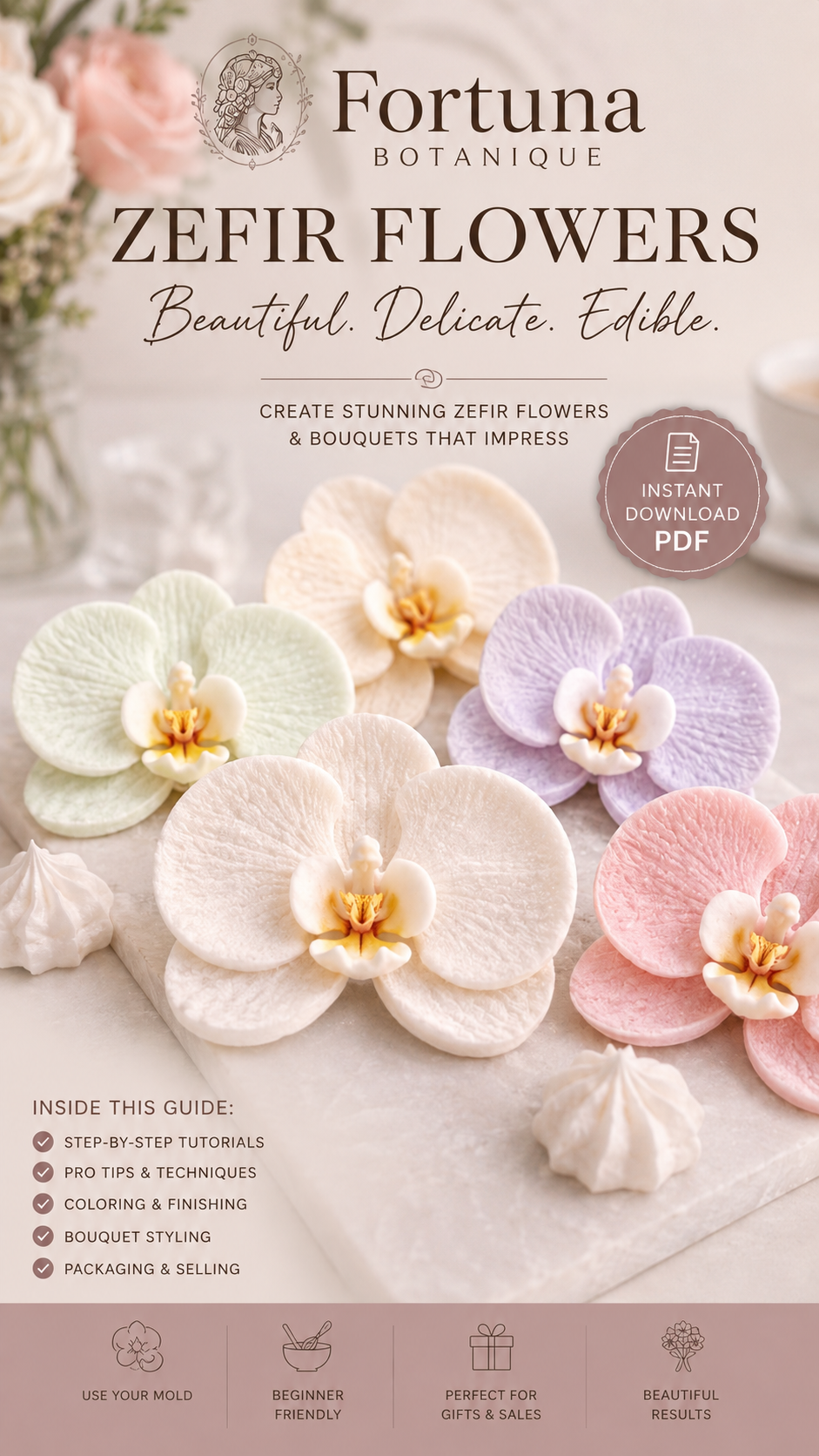 Luxury Zefir Bouquet Guide | Floral Marshmallow Bouquet Tutorial | Instant PDF Download