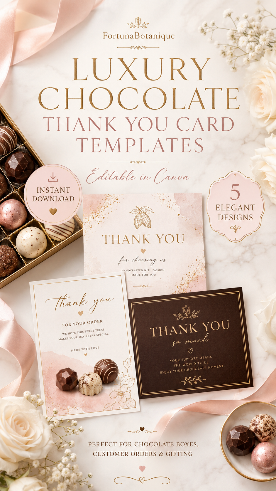 50 Editable Chocolate Thank You Card Templates | Canva Small Business Packaging Inserts