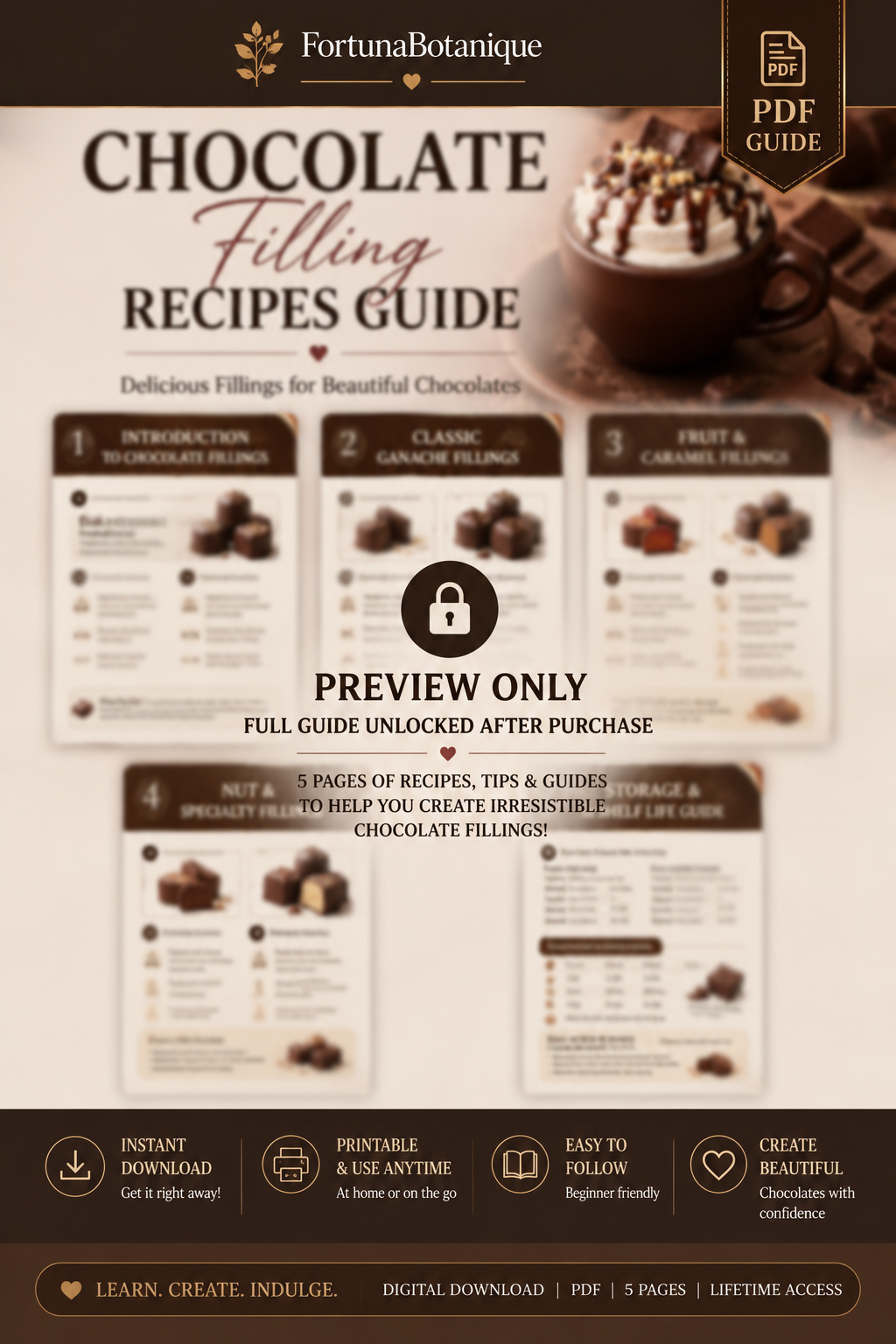 Luxury Chocolate Filling Recipes Guide | Premium Ganache, Caramel & Chocolate Filling Masterclass (Instant PDF Download)