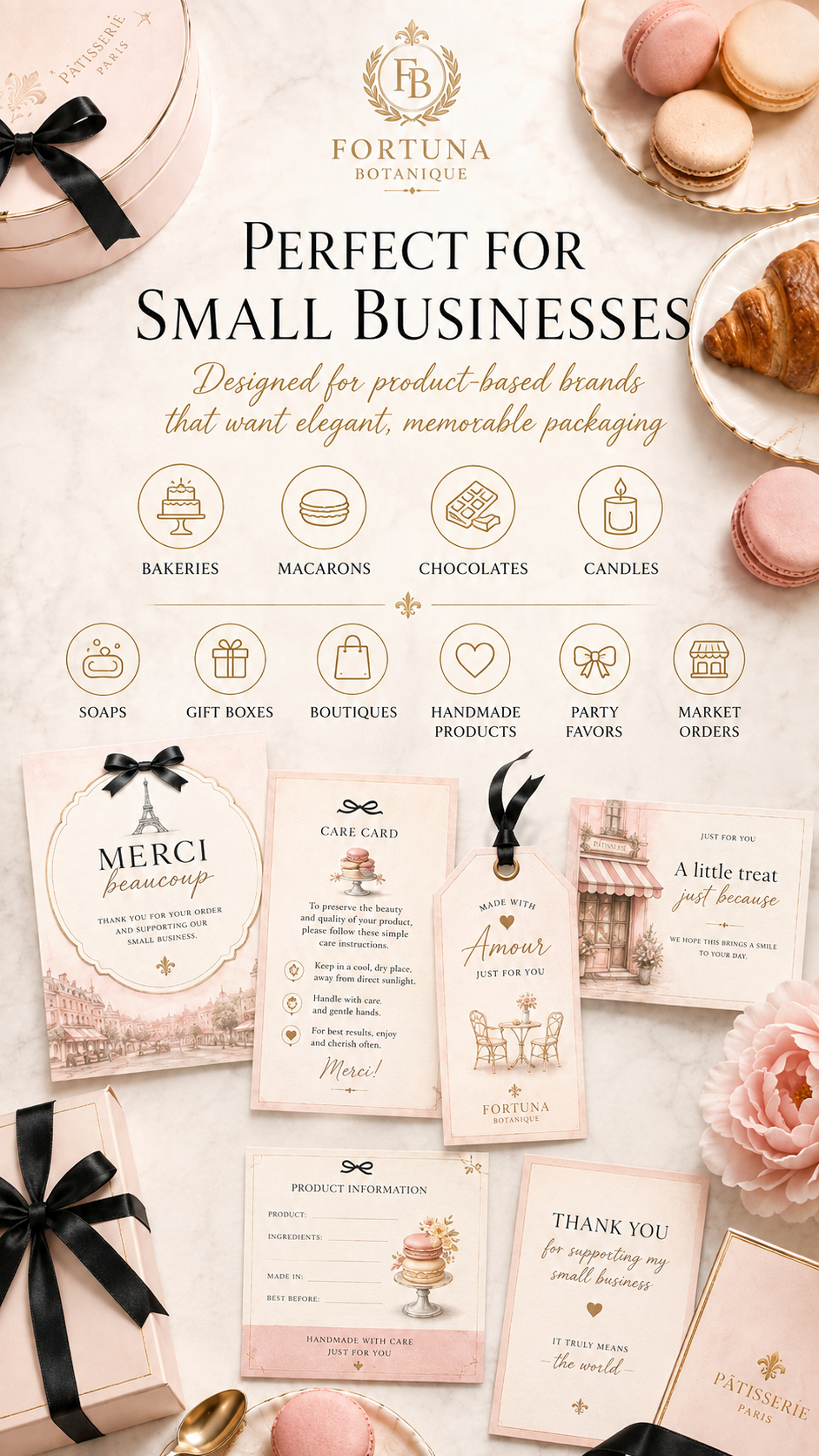 Paris Patisserie Packaging Templates | 25 Editable Canva Cards