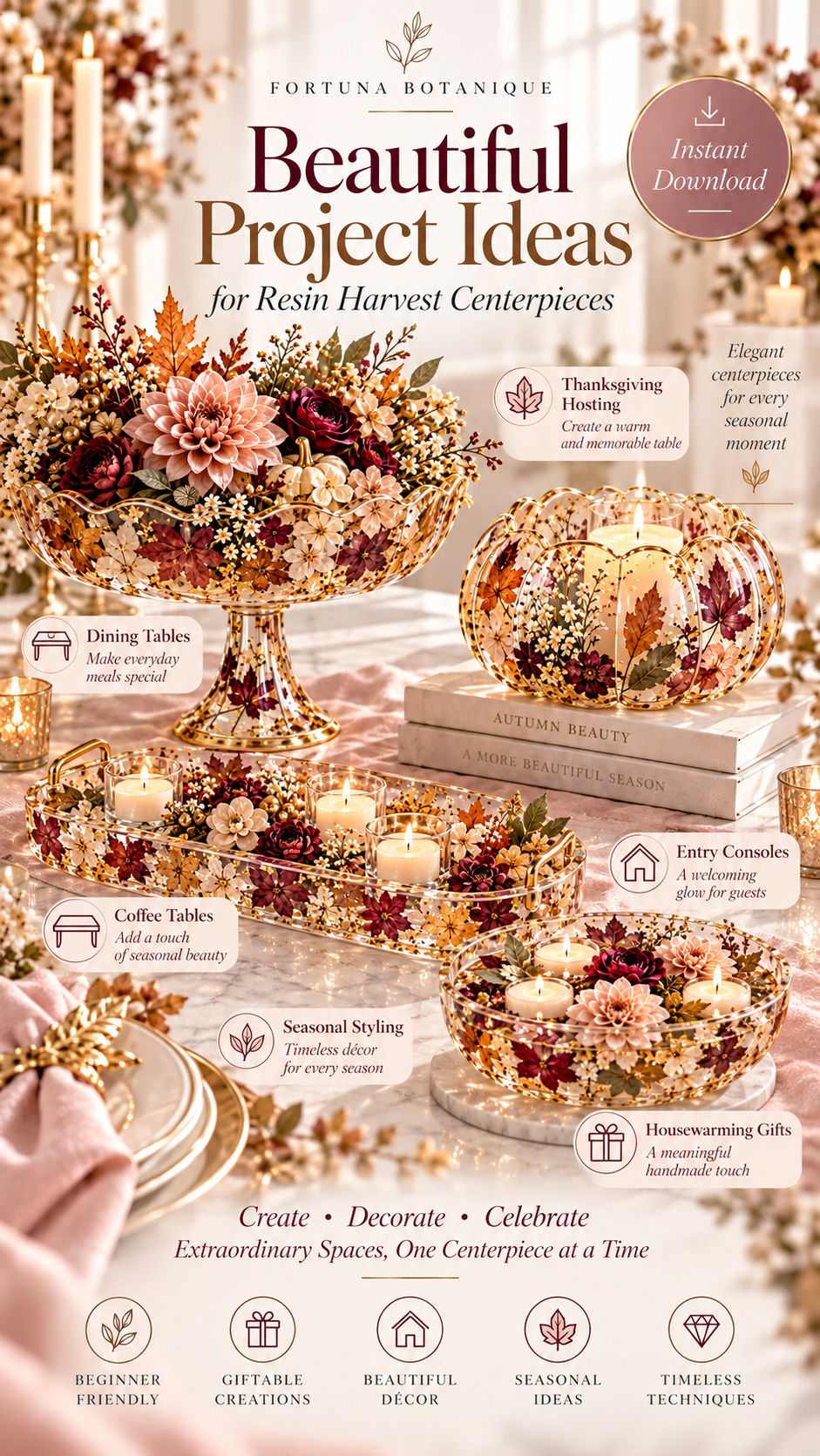 Resin Harvest Centerpieces Tutorial | Fall Botanical Epoxy Resin Guide