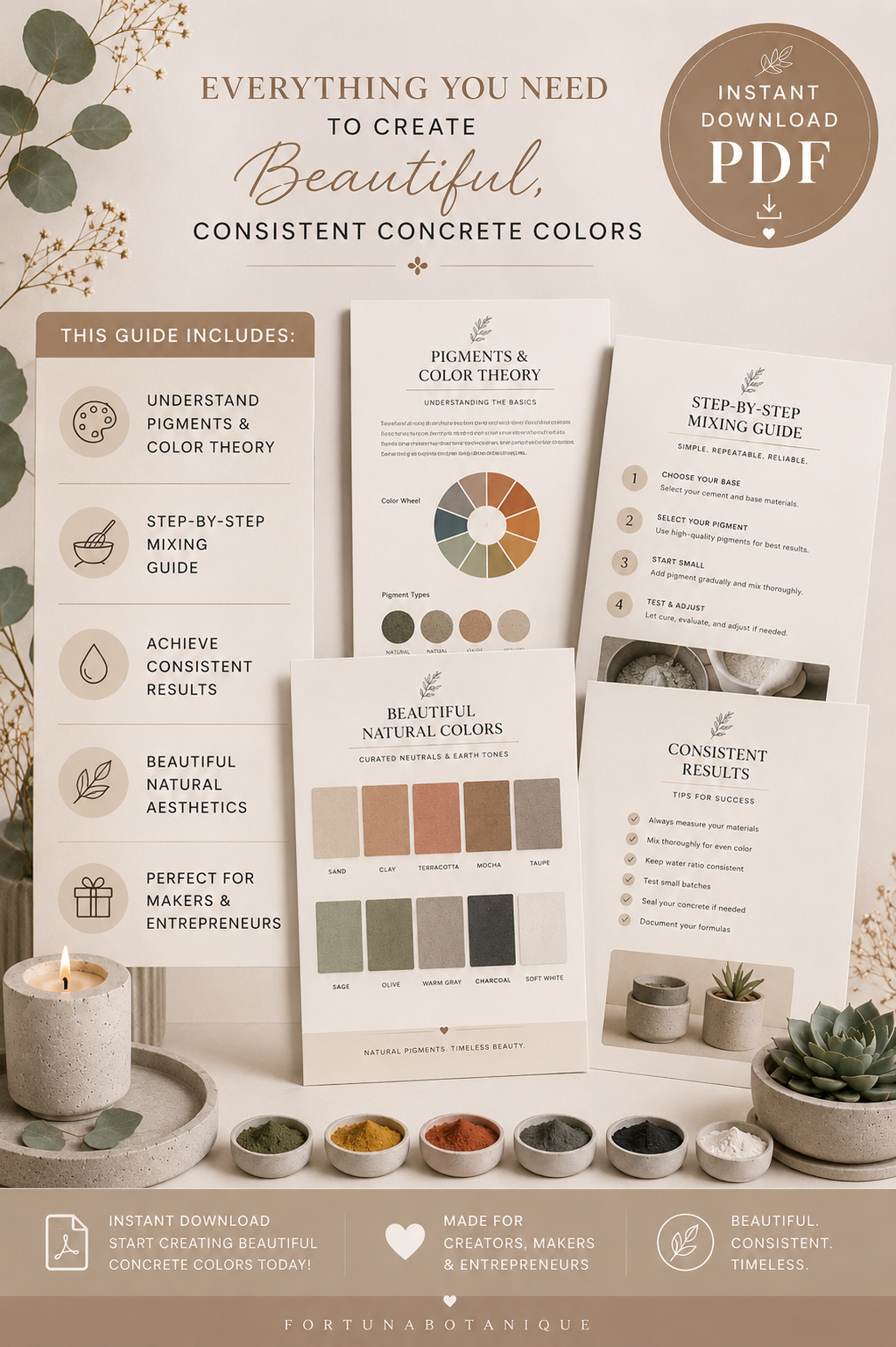 Concrete Color Mixing Guide | Create Beautiful Custom Concrete Colors | Instant PDF Download
