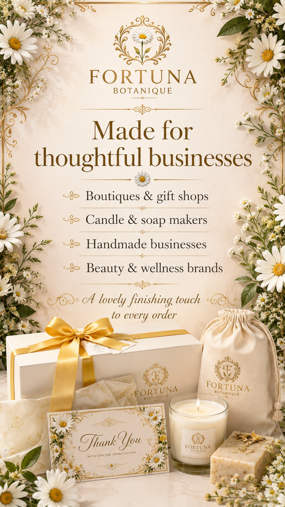 Luxury Daisys Printable Thank You Cards | 50 Small Business Cards