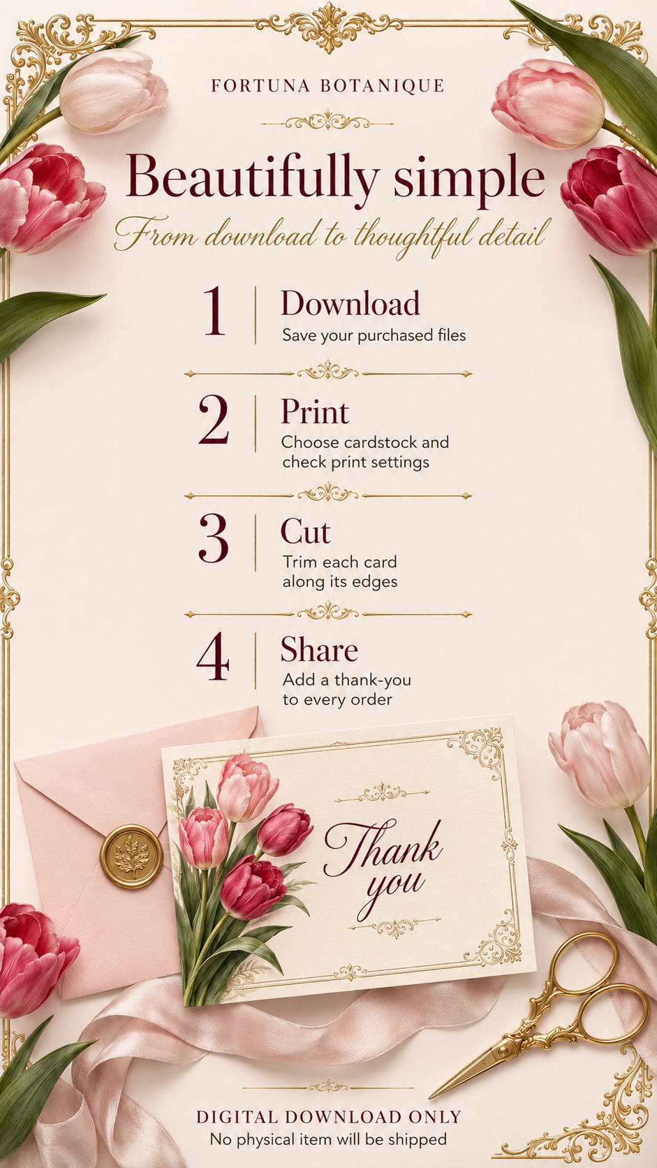 Luxury Tulip Printable Thank You Cards | 50 Small Business Cards