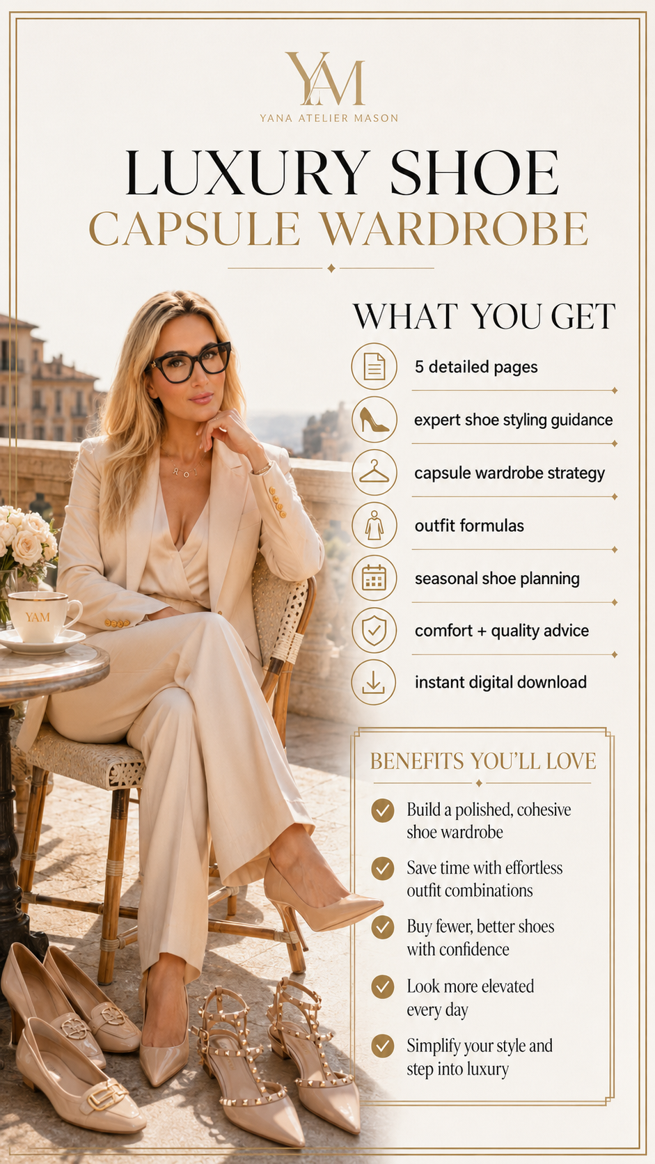 Luxury Shoe Capsule Wardrobe | Elegant Shoe Styling Guide | Women’s Digital Fashion Guide | Yana Atelier Mason