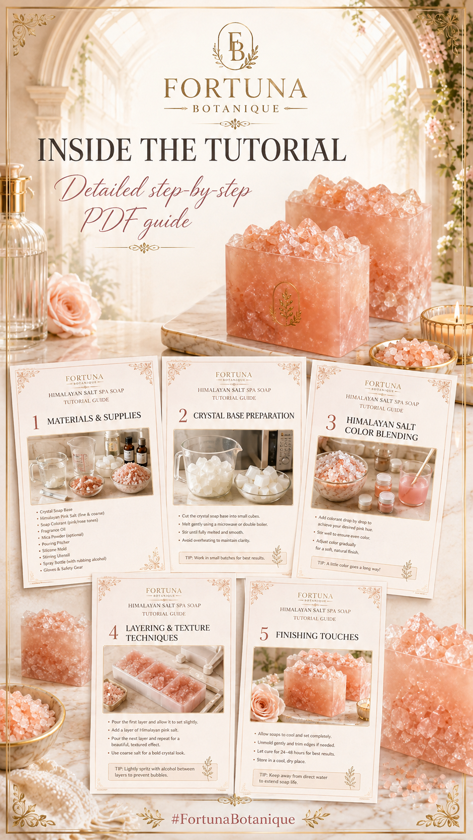 Himalayan Salt Spa Soap Tutorial | Luxury Melt & Pour Soap Making Guide | 5-Page Digital PDF