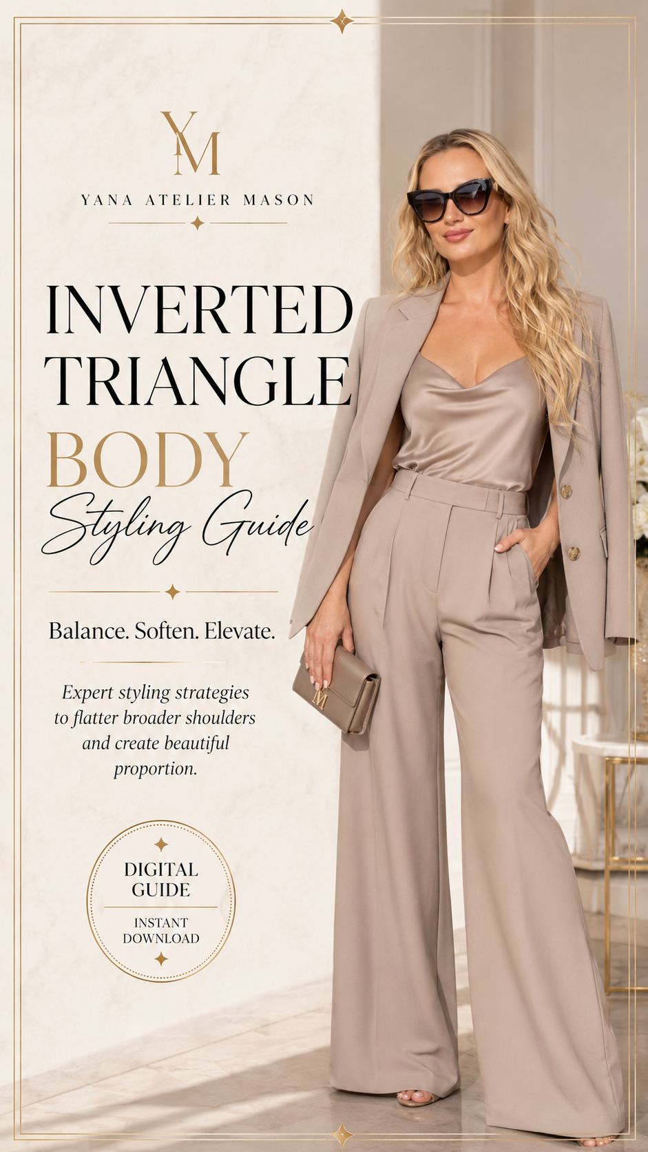 Inverted Triangle Body Styling Guide | Women’s Body Shape Fashion Guide | Flattering Outfit Ideas | Digital Style Guide