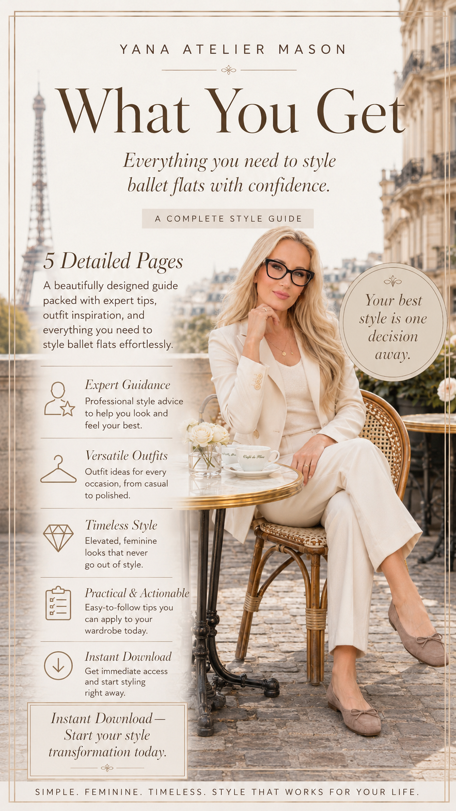 How to Style Ballet Flats | Women’s Fashion Style Guide | Parisian Outfit Ideas, Capsule Wardrobe & Timeless Feminine Style