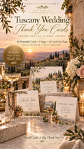 Tuscany Wedding Thank You Cards | 50 Printable Tuscan Wedding Cards
