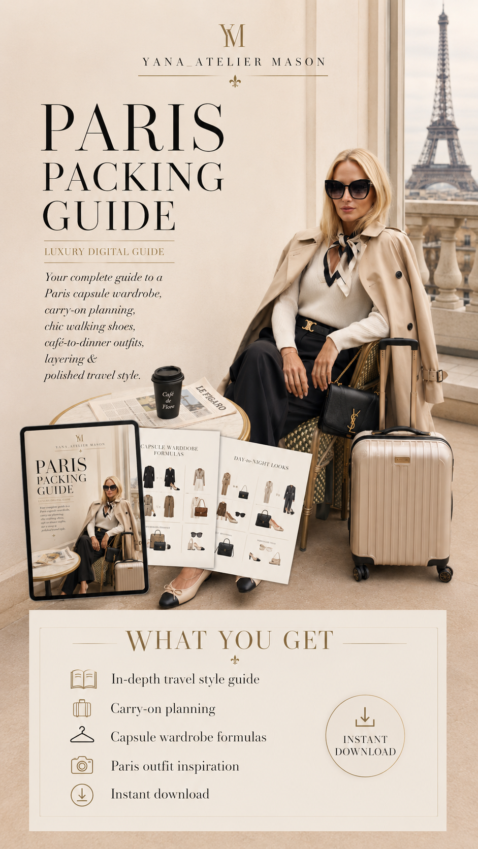 Paris Packing Guide | Chic Paris Travel Capsule Wardrobe & Carry-On Style Digital Guide