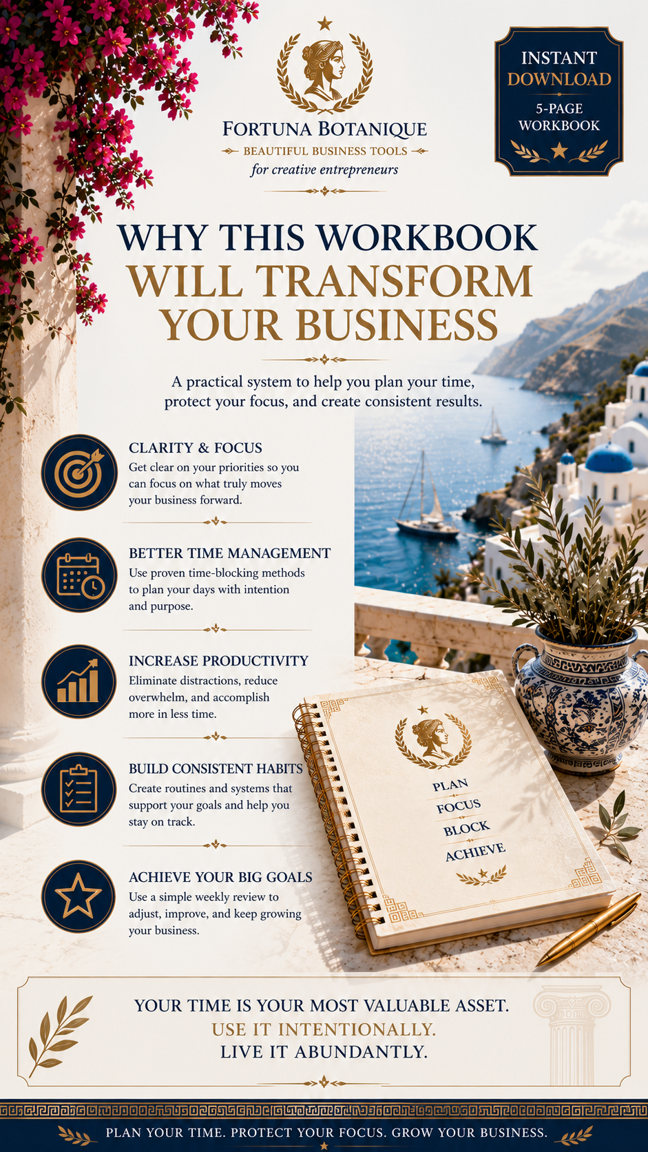 Entrepreneur Time Blocking & Productivity Workbook | Printable Business Planner