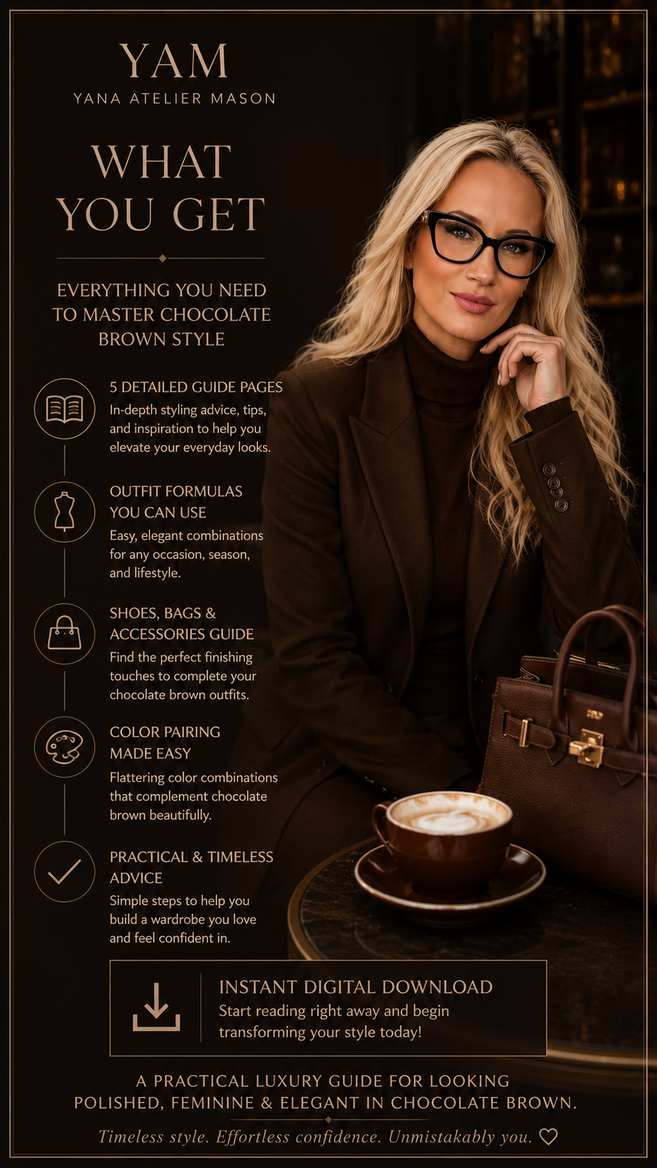 How to Style Chocolate Brown | Luxury Women’s Fashion Style Guide | Elegant Outfit Ideas & Color Pairing PDF