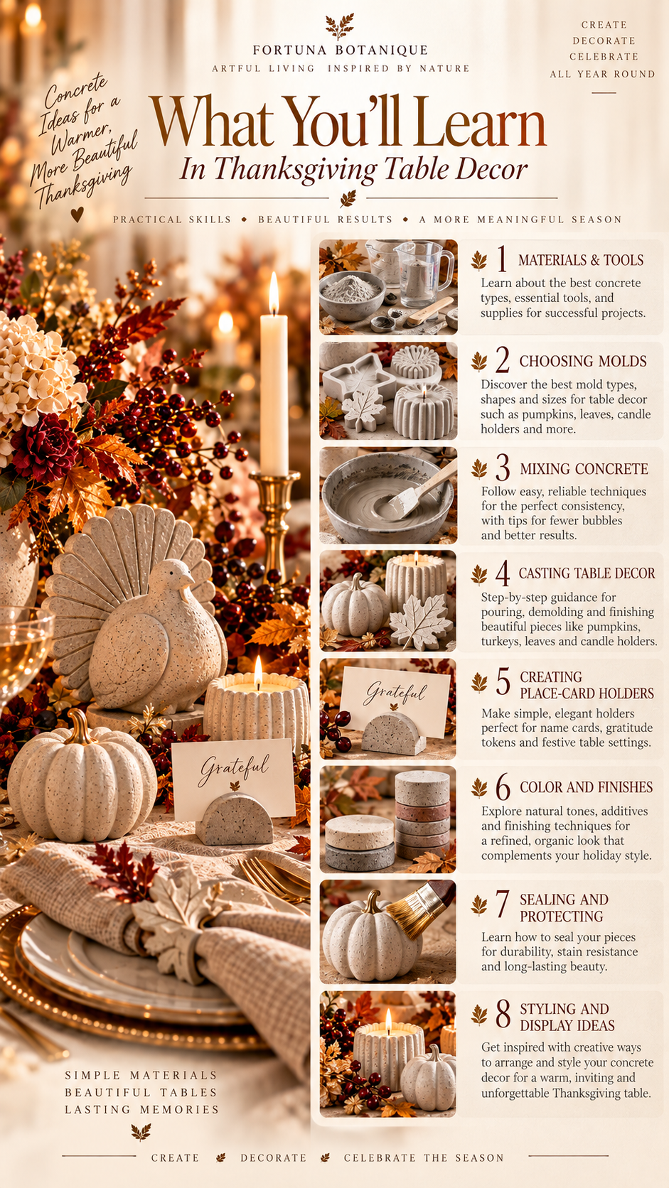 Thanksgiving Concrete Table Decor Guide | DIY Holiday Tablescape Projects
