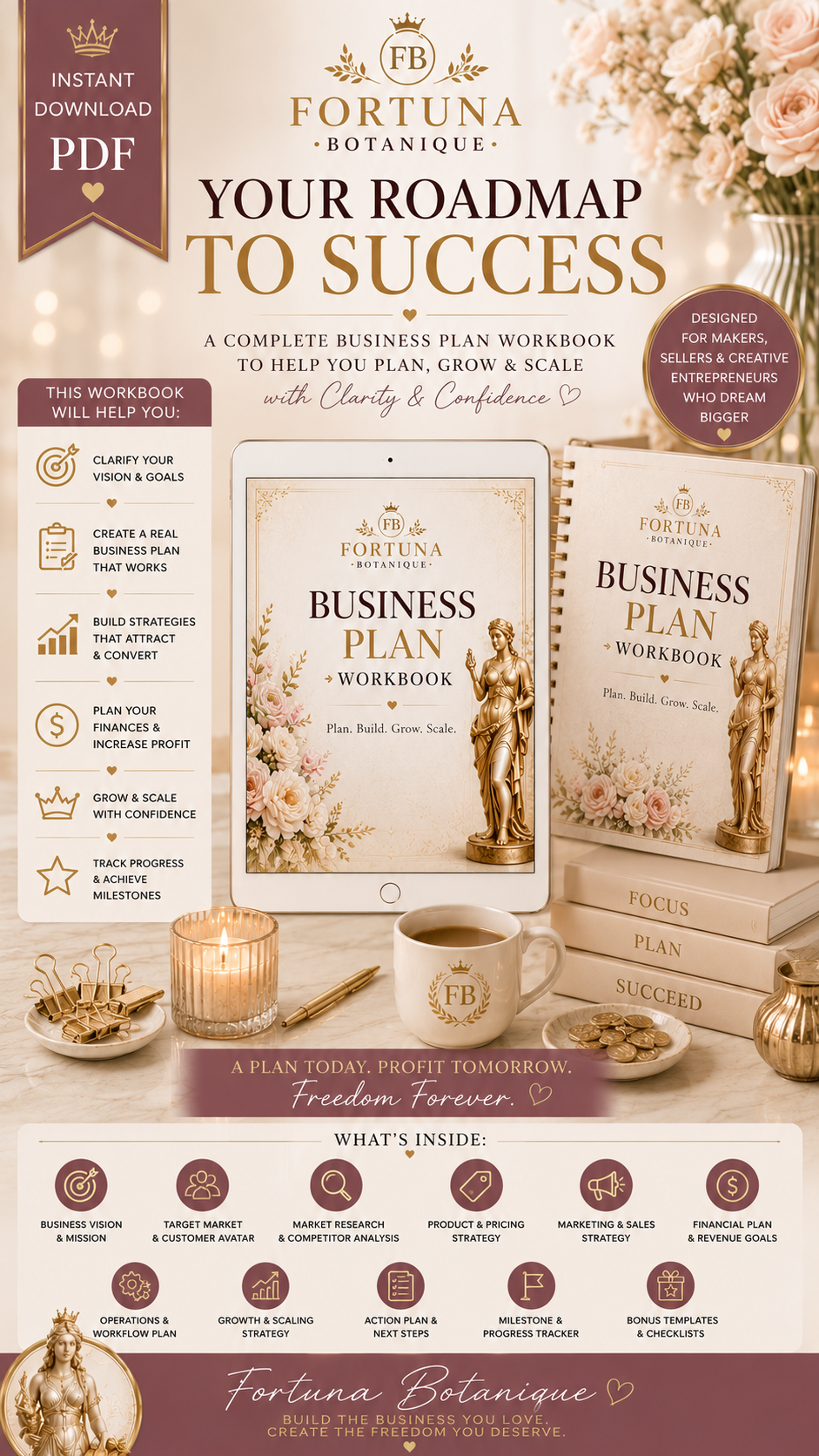 Business Plan Workbook | Small Business Planner for Entrepreneurs | Etsy Seller Business Strategy Guide | Instant PDF Download