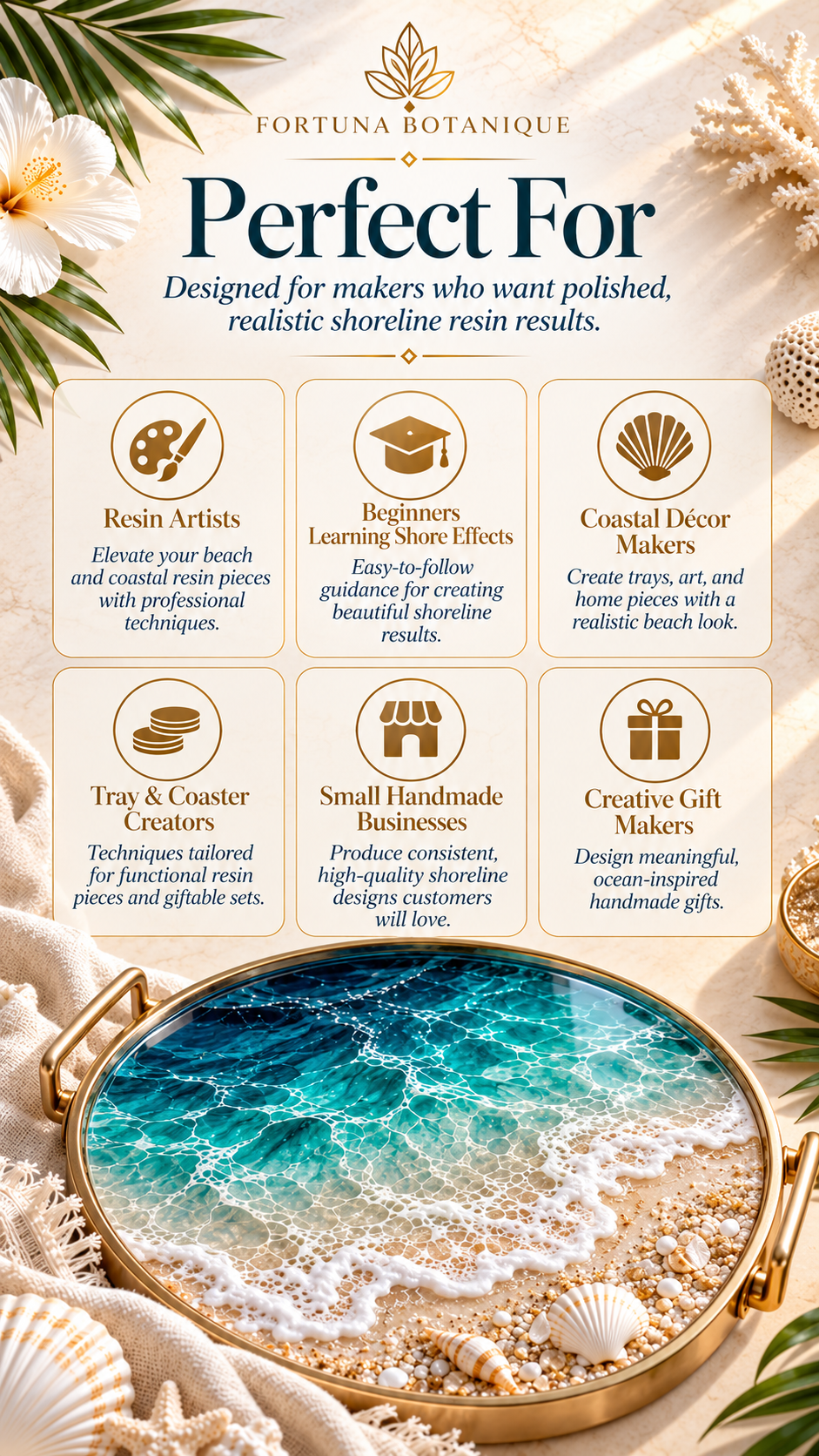 Beach Shoreline Resin Effect Guide | Realistic Sand Texture, Layered Ocean Water, Foamy Edges & Epoxy Resin Tutorial PDF