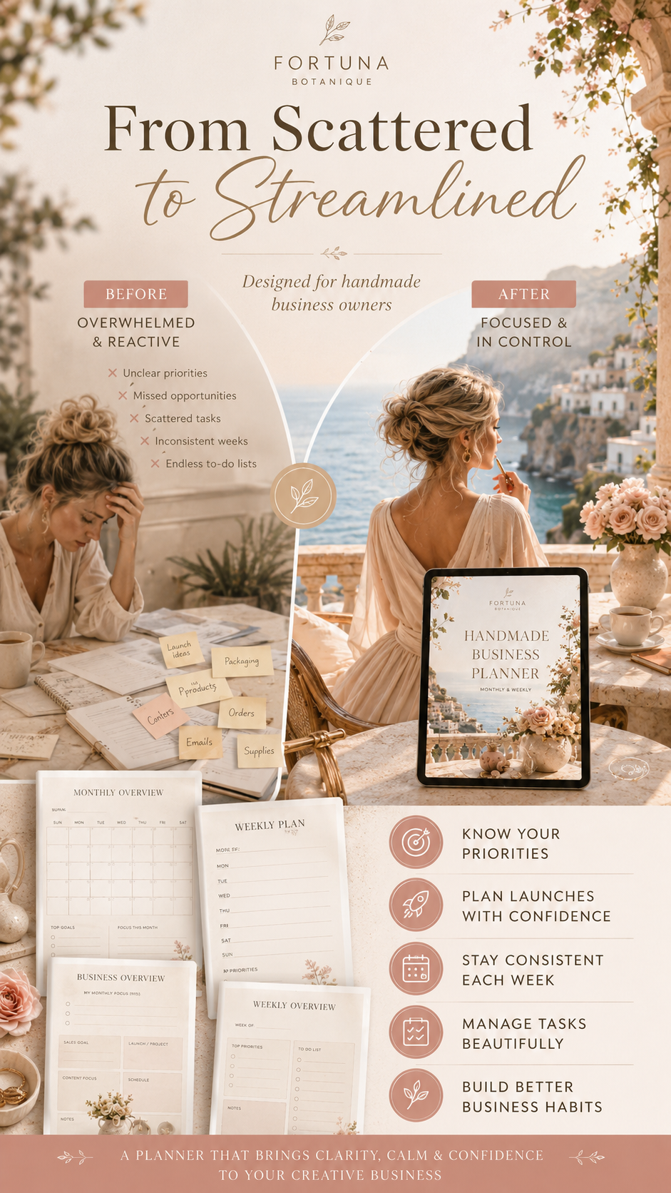 Monthly & Weekly Handmade Business Planner | Printable PDF