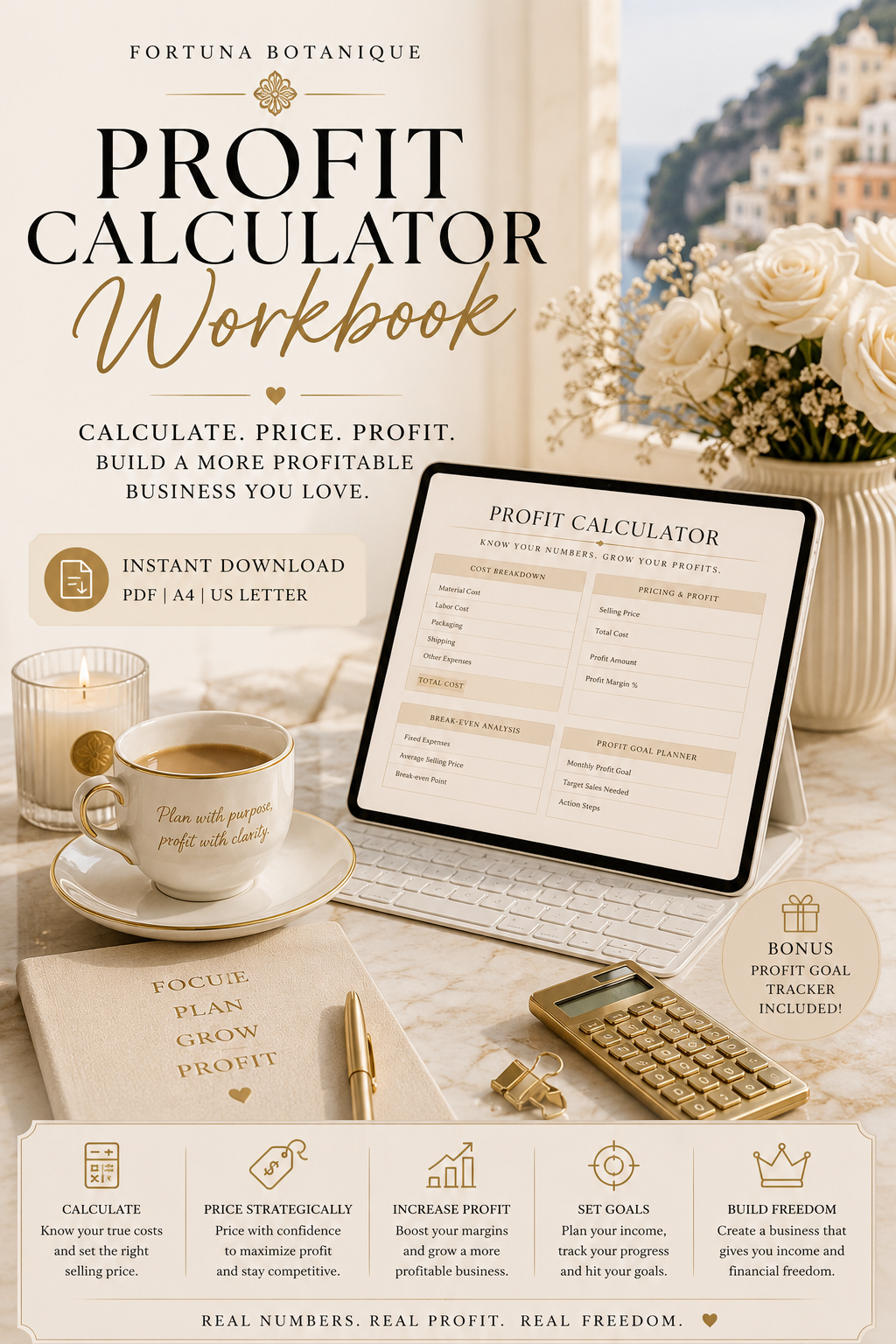 Profit Calculator Workbook | Pricing Strategy, Cost Analysis & Profit Planning Workbook | Instant PDF Download