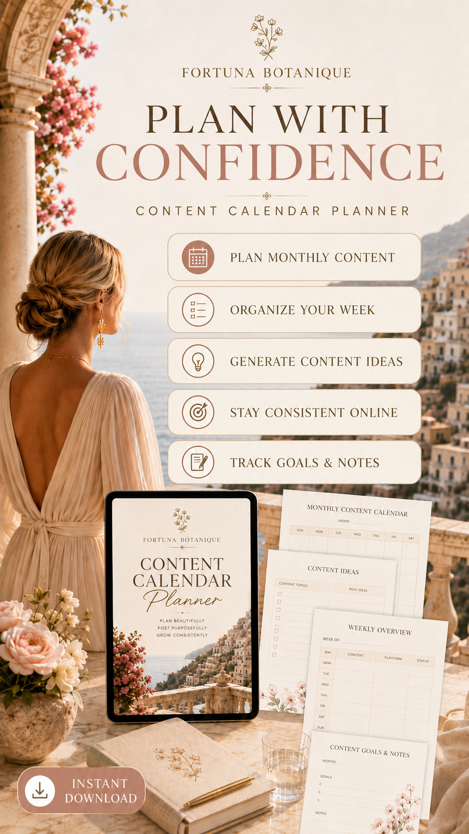 Monthly Content Calendar Printable Planner | 5-Page PDF