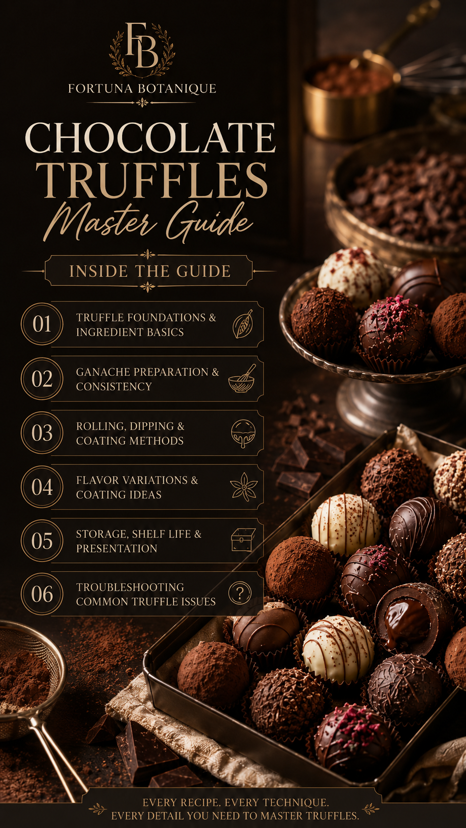 Chocolate Truffles Master Guide | Artisan Truffle Techniques, Ganache, Coating & Flavor Pairing PDF