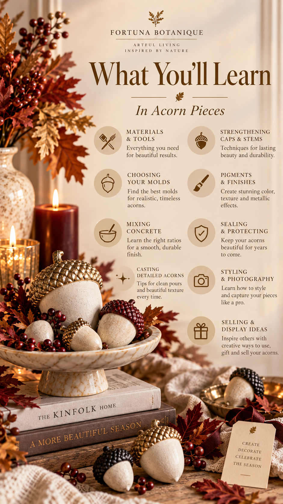 Concrete Acorn Decor Guide | DIY Fall Acorn Pieces & Seasonal Styling