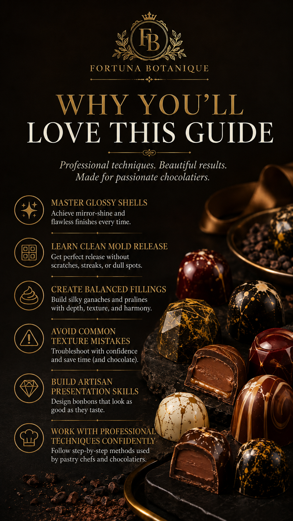 Luxury Molded Chocolate Bonbons Guide | Glossy Shells, Fillings, Molds & Professional Bonbon Techniques PDF