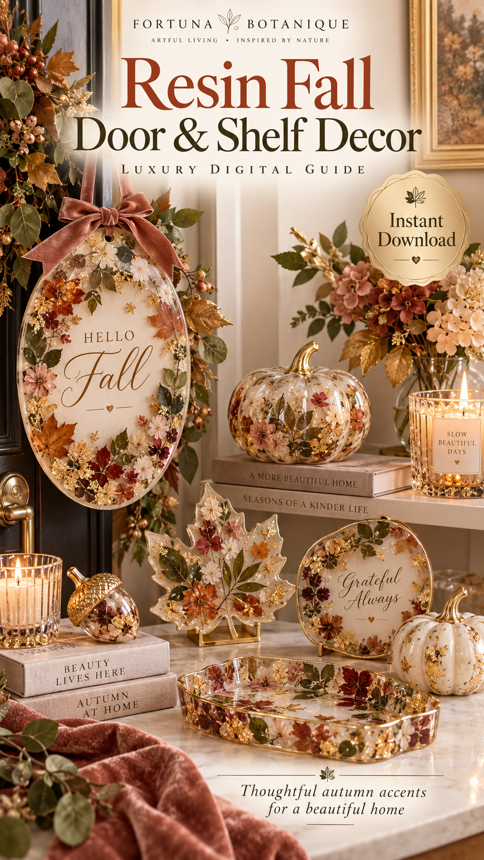 Resin Fall Door & Shelf Decor Tutorial | Botanical Epoxy Resin Guide
