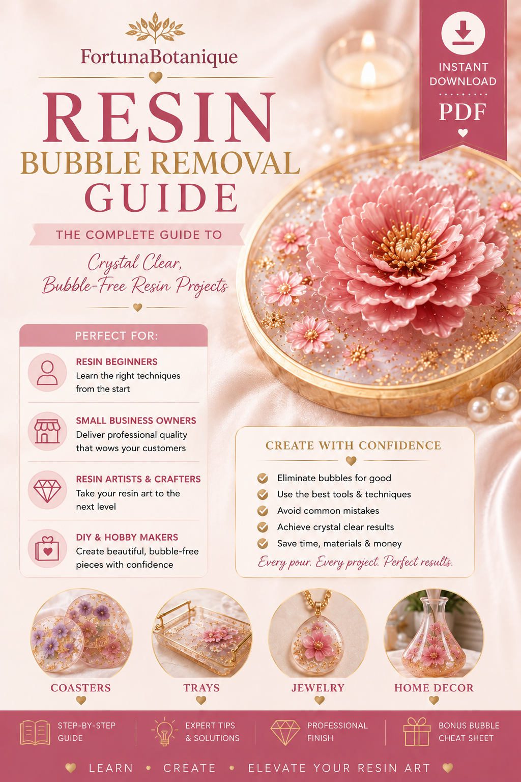 Resin Bubble Removal Guide | Eliminate Resin Bubbles, Crystal Clear Resin Tutorial, Epoxy Resin Tips, Bubble-Free Resin PDF, Instant Download