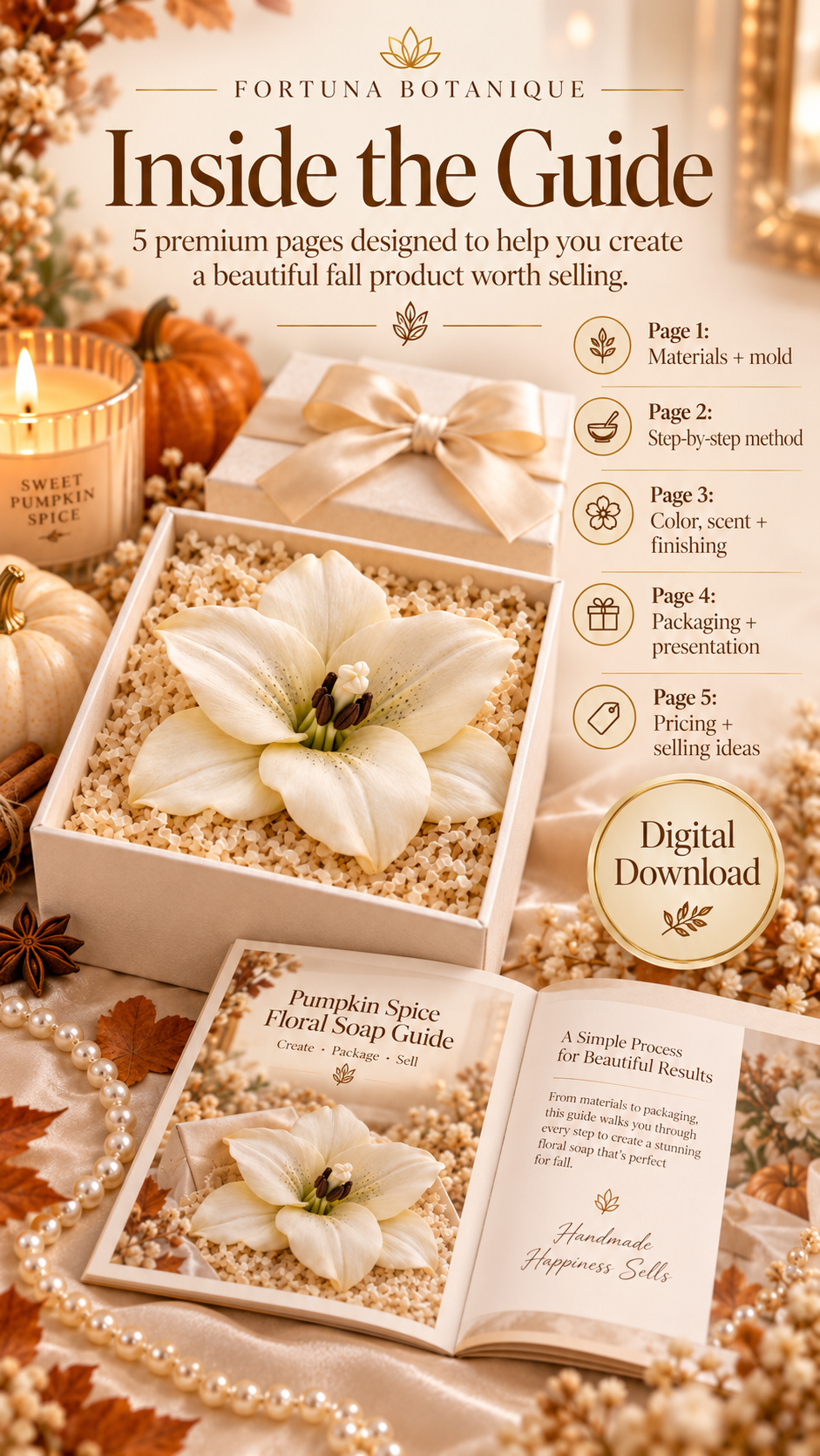 Pumpkin Spice Floral Soap Guide | Luxury Fall Soap Tutorial & Seasonal Gift Box PDF