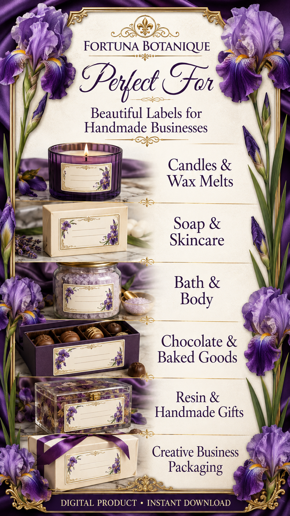 Iris Printable Fill-In Labels | 50 Small Business Product & Packaging Labels