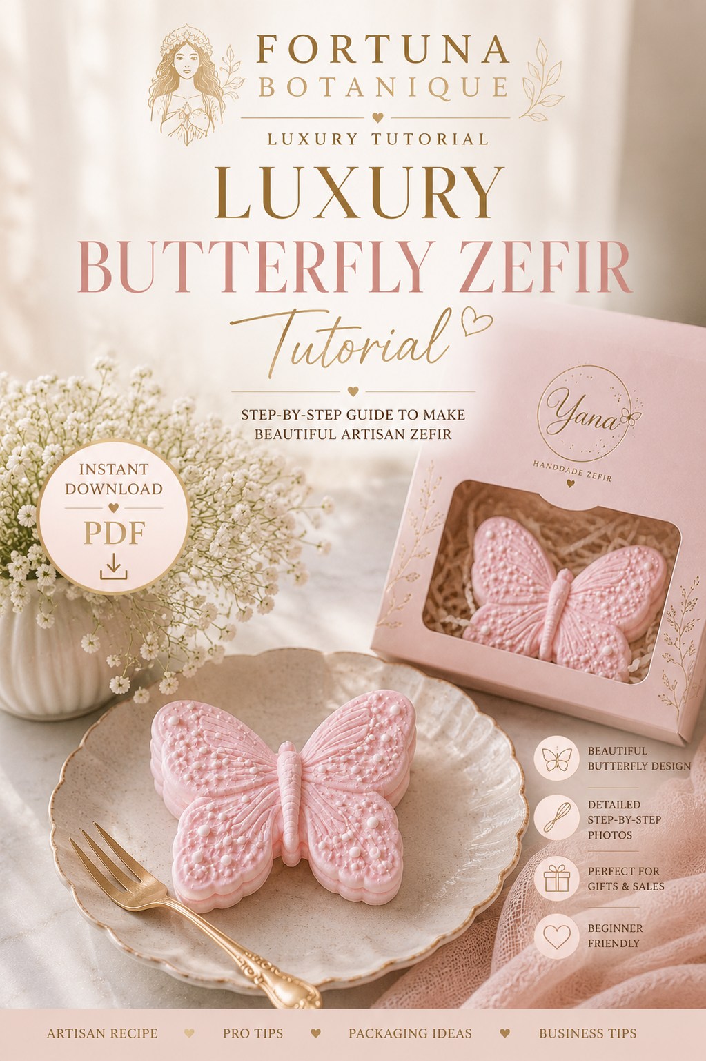 Luxury Butterfly Zefir Tutorial | Marshmallow Flower Decorating Guide | Instant PDF Downloa