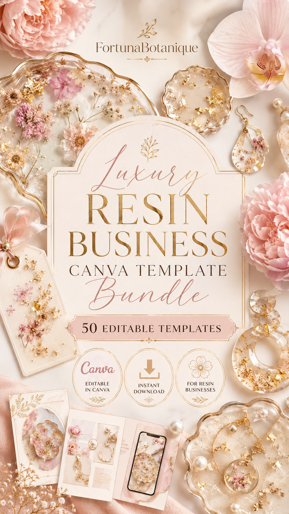 Luxury Resin Business Canva Templates | 50 Editable Designs