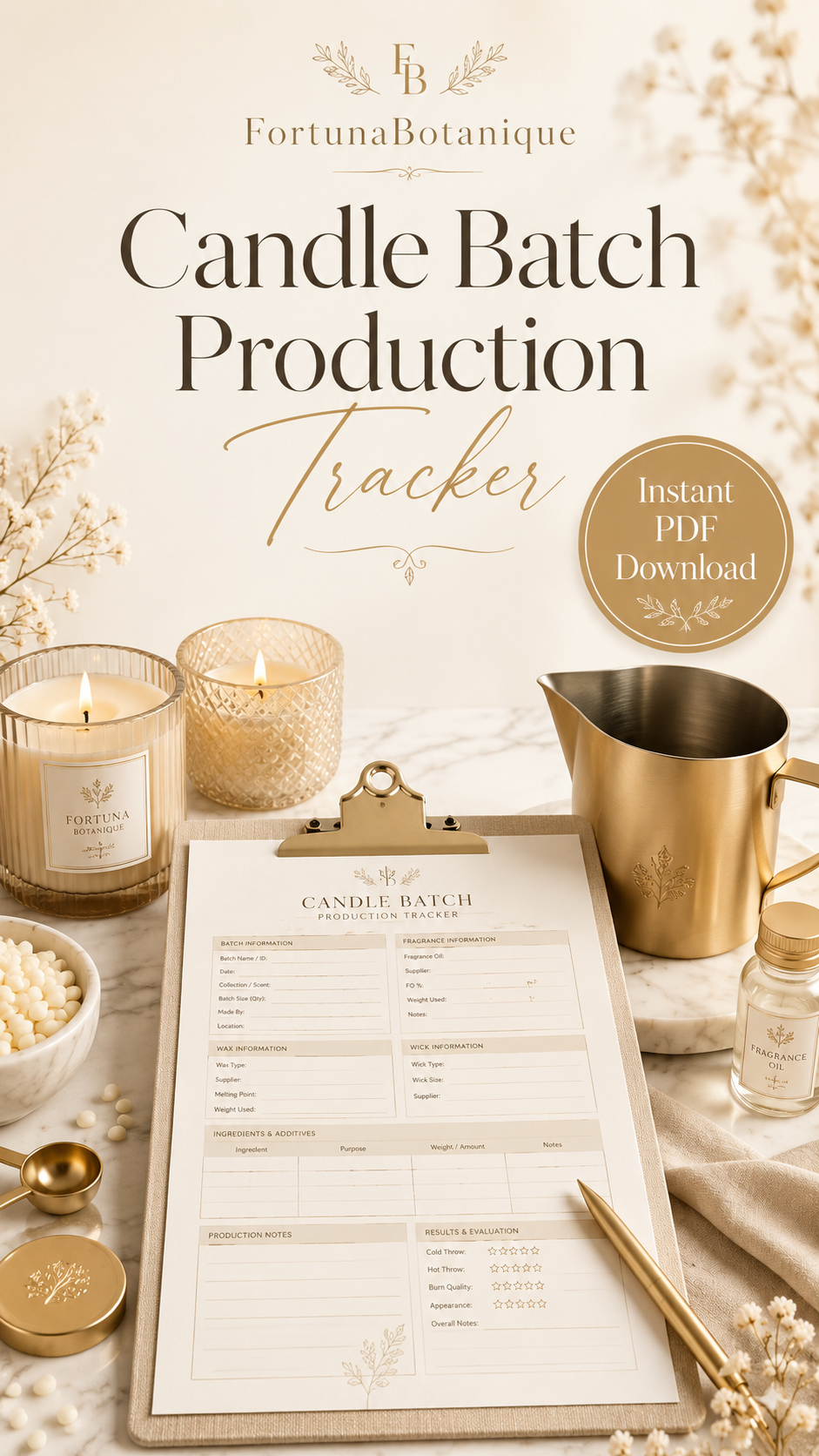 Candle Batch Production Tracker | Printable Candle Making Batch Log & Production PDF