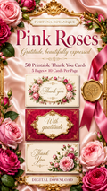 Luxury Pink Roses Printable Thank You Cards | 50 Small Business Cards