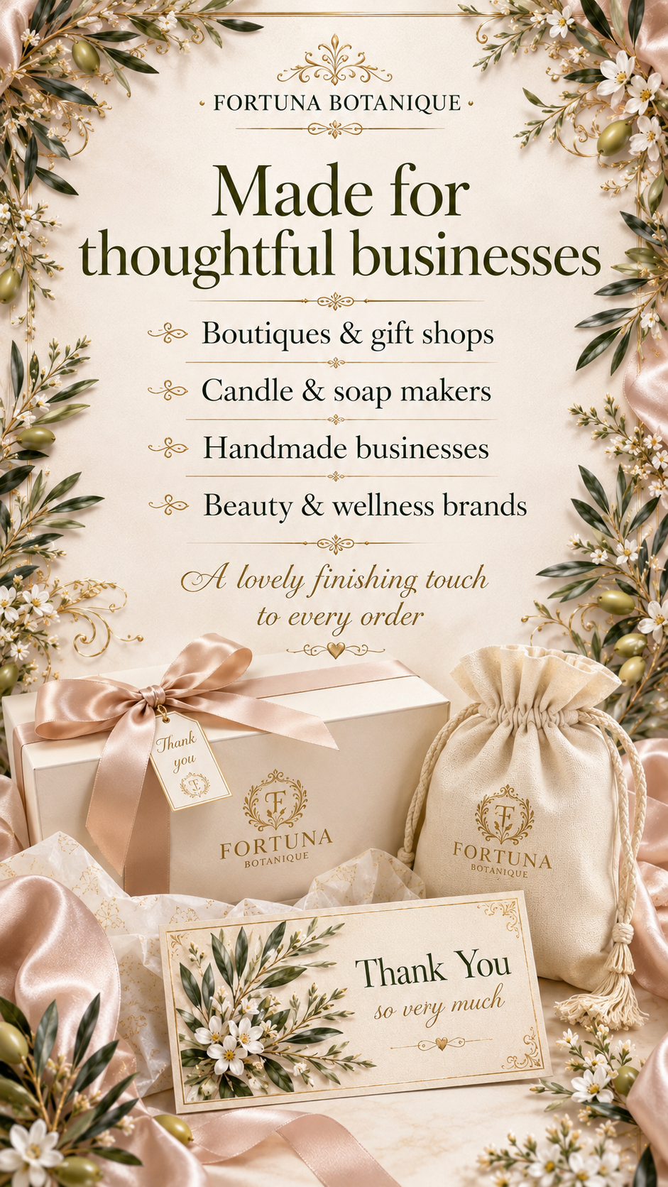 Luxury Olive Branch Printable Thank You Cards | 50 Small Business Cards
