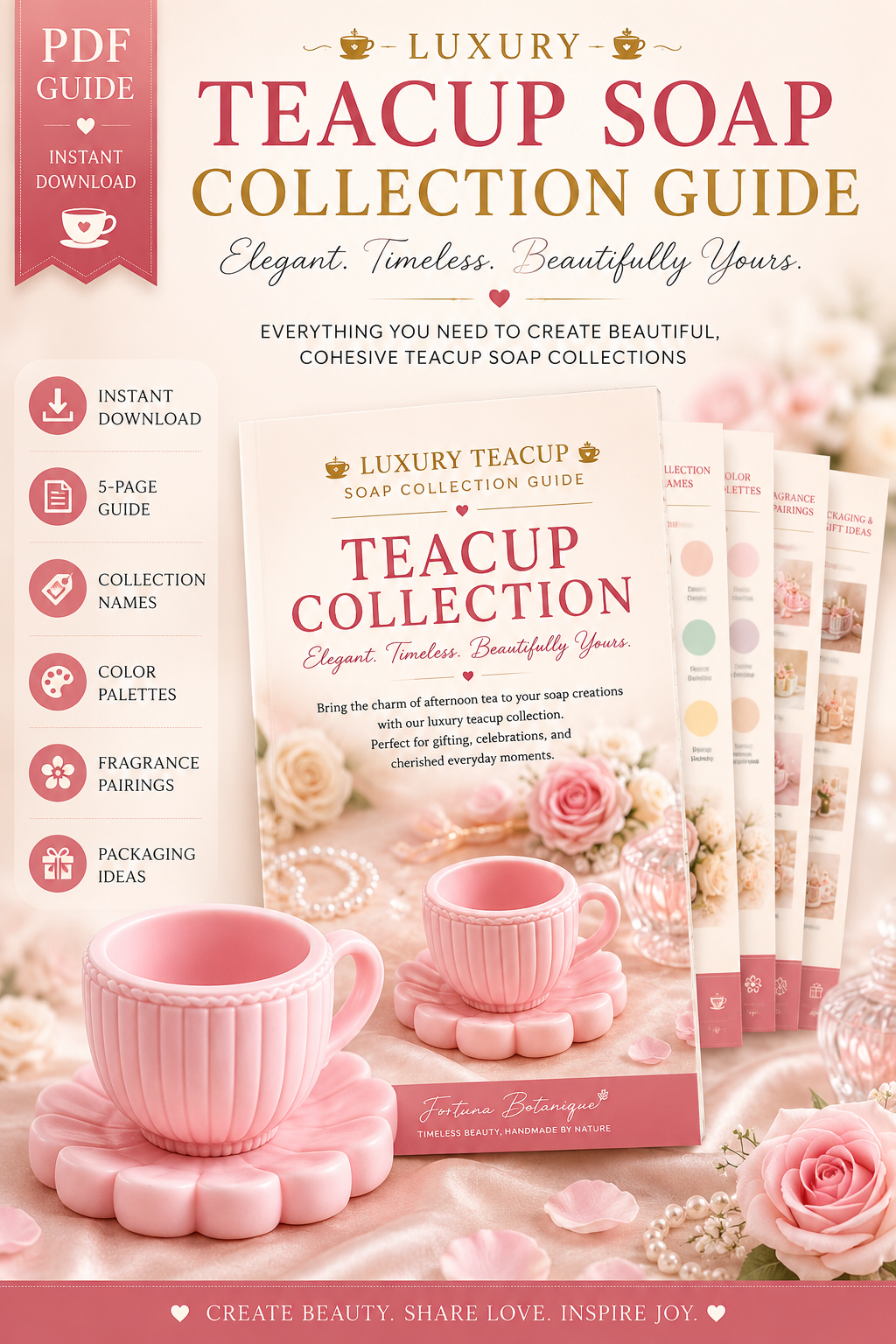 Luxury Teacup Soap Collection Guide | Elegant Collection Ideas & Business Planner for Handmade Soap Makers | Digital PDF