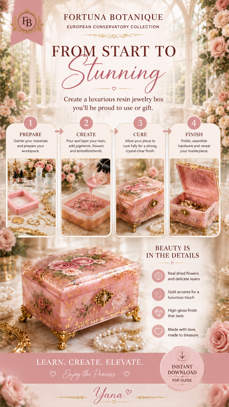 Resin Jewelry Box Step-by-Step Guide | Floral Epoxy Resin Tutorial