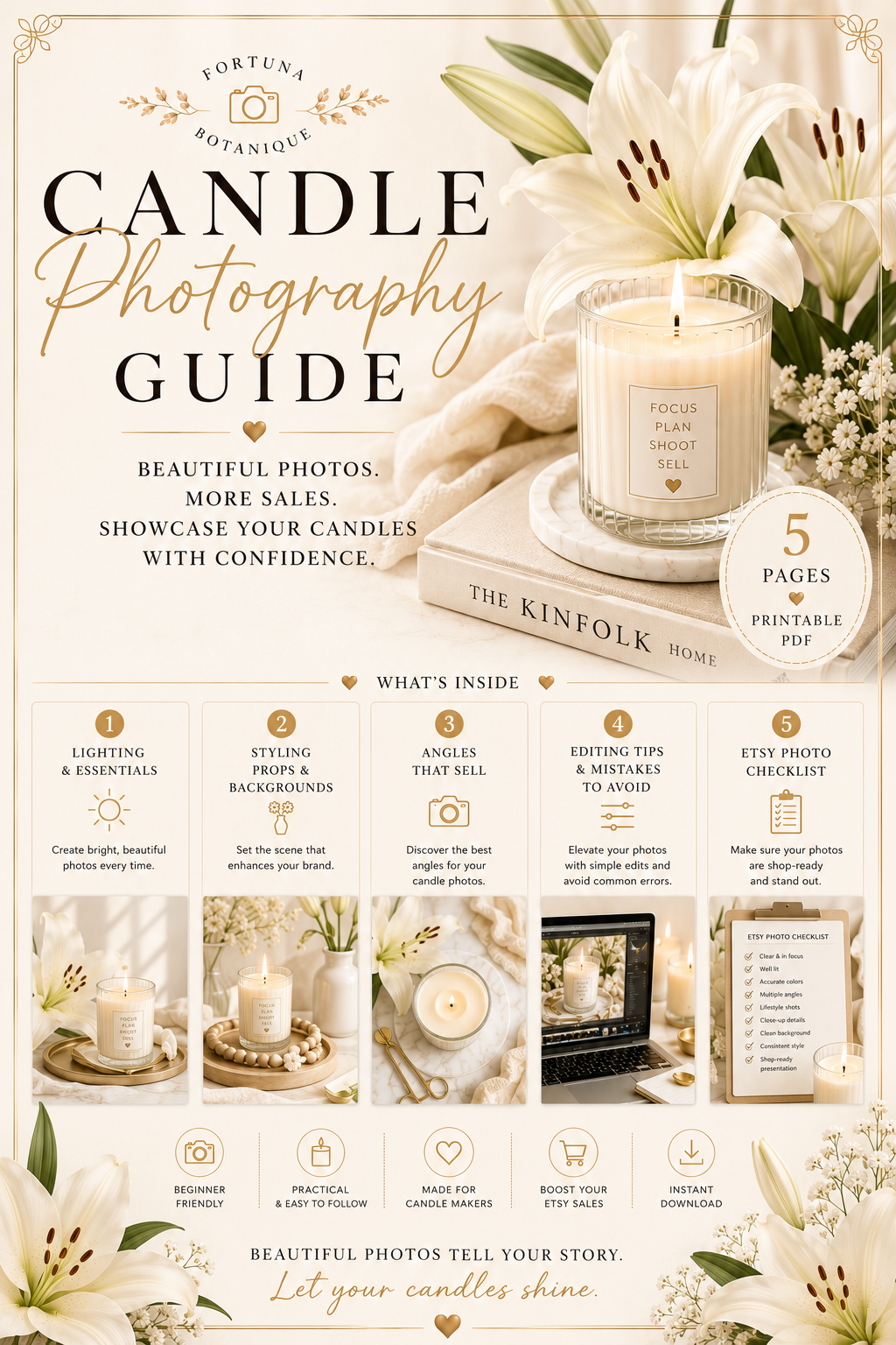 Luxury Candle Product Photography Guide | Styling, Lighting & Branding Tips | Instant PDF Download
