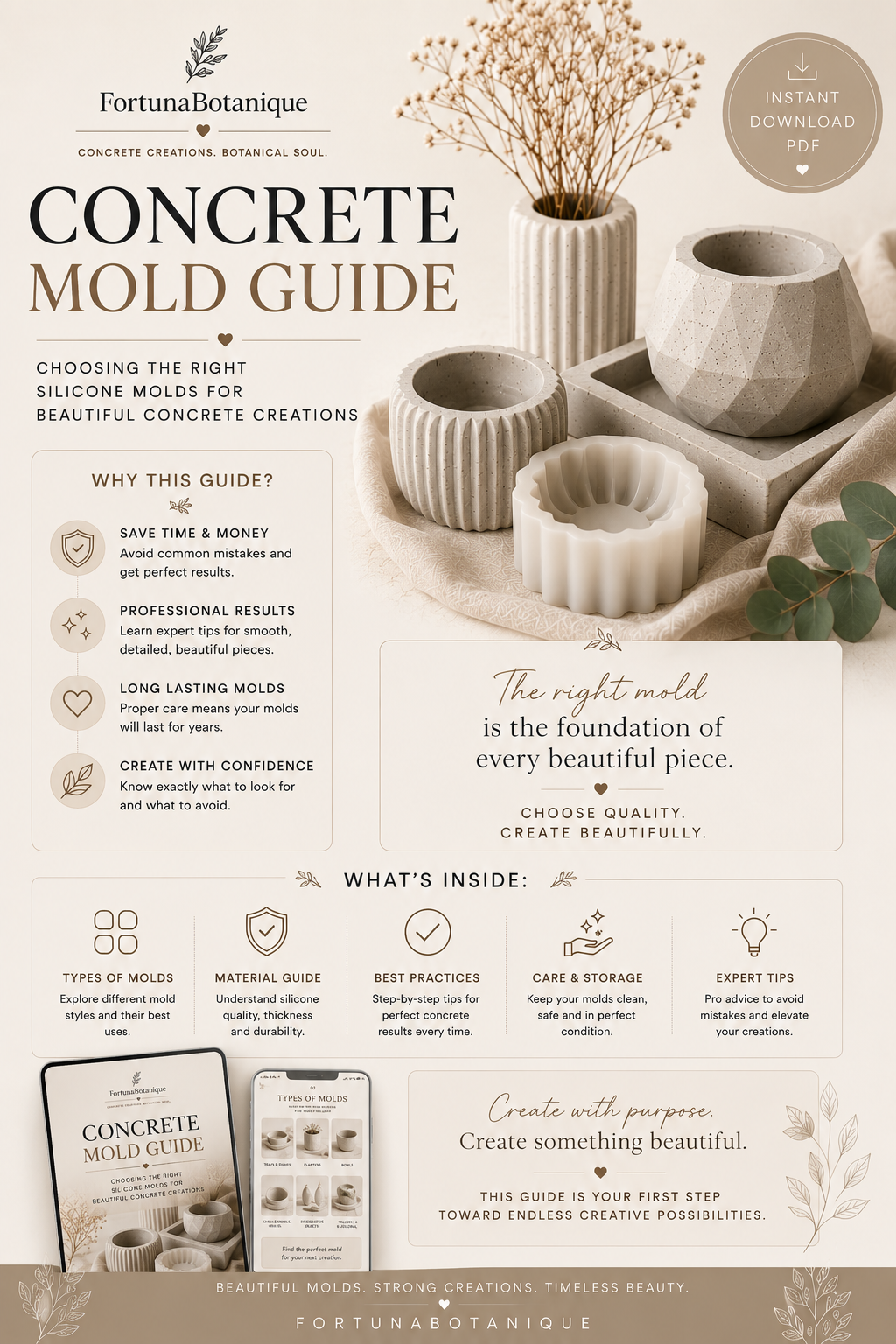 Concrete Mold Guide | Choosing the Best Silicone Molds for Concrete | Instant PDF Download