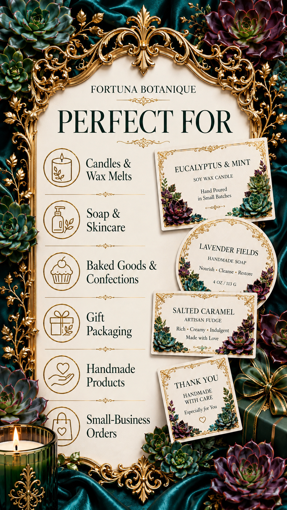 Succulent Printable Fill-In Labels | 50 Small Business Product & Packaging Labels