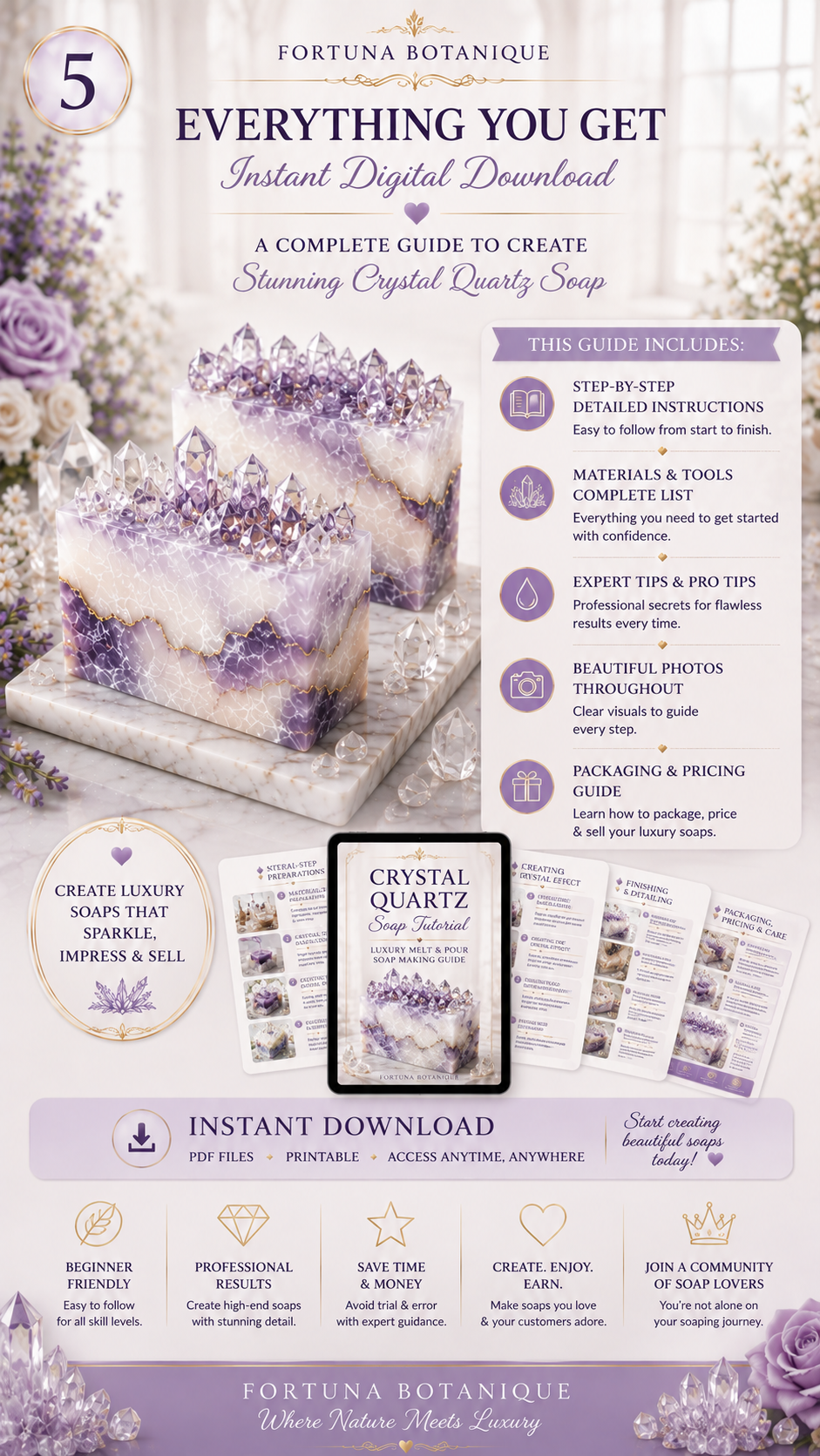 Crystal Quartz Soap Tutorial | Luxury Melt & Pour Soap Making Guide