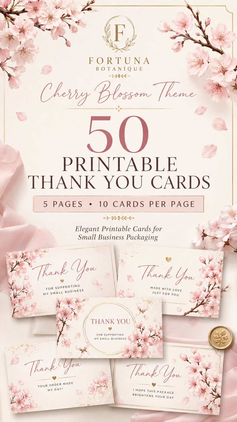 Luxury Hydrangea Printable Thank You Cards | 50 Small Business Cards