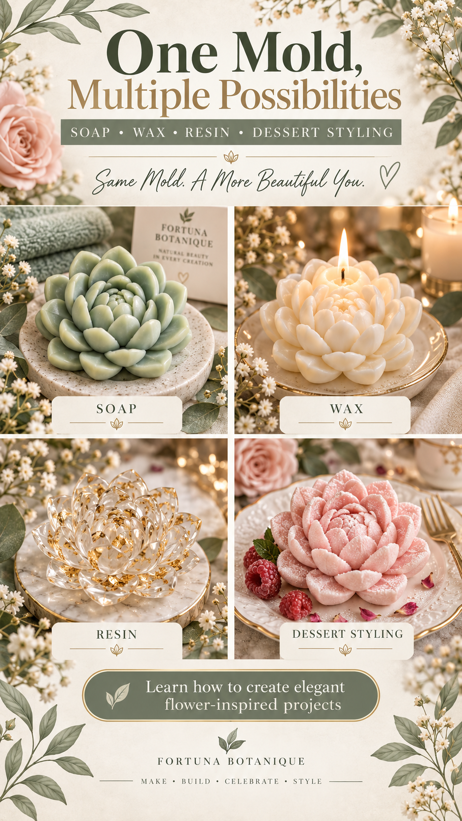 Succulent Silicone Mold Guide | Soap, Wax, Resin & Dessert Styling