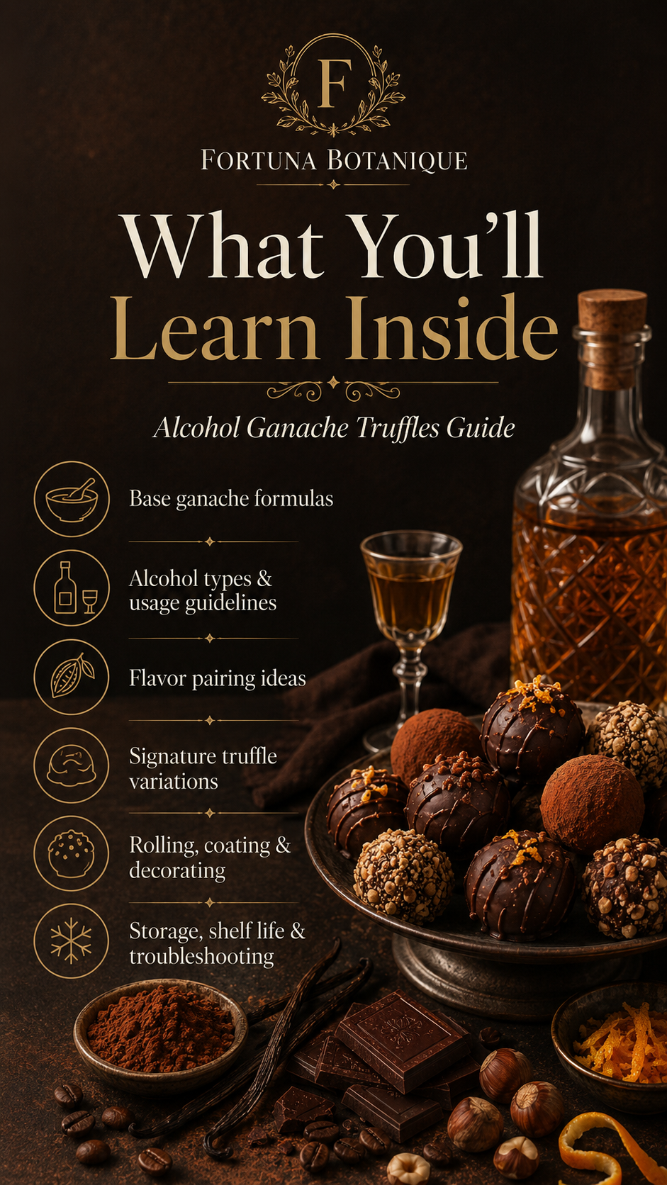 Alcohol Ganache Truffles Guide | Boozy Chocolate Truffles, Flavor Pairing, Texture & Artisan Techniques PDF
