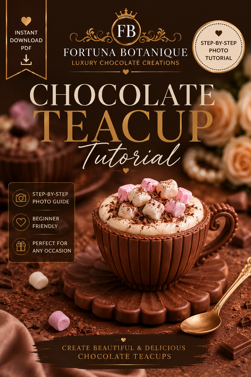 Luxury Chocolate Teacup Tutorial | Instant PDF Guide | Handmade Chocolate Cup Masterclass