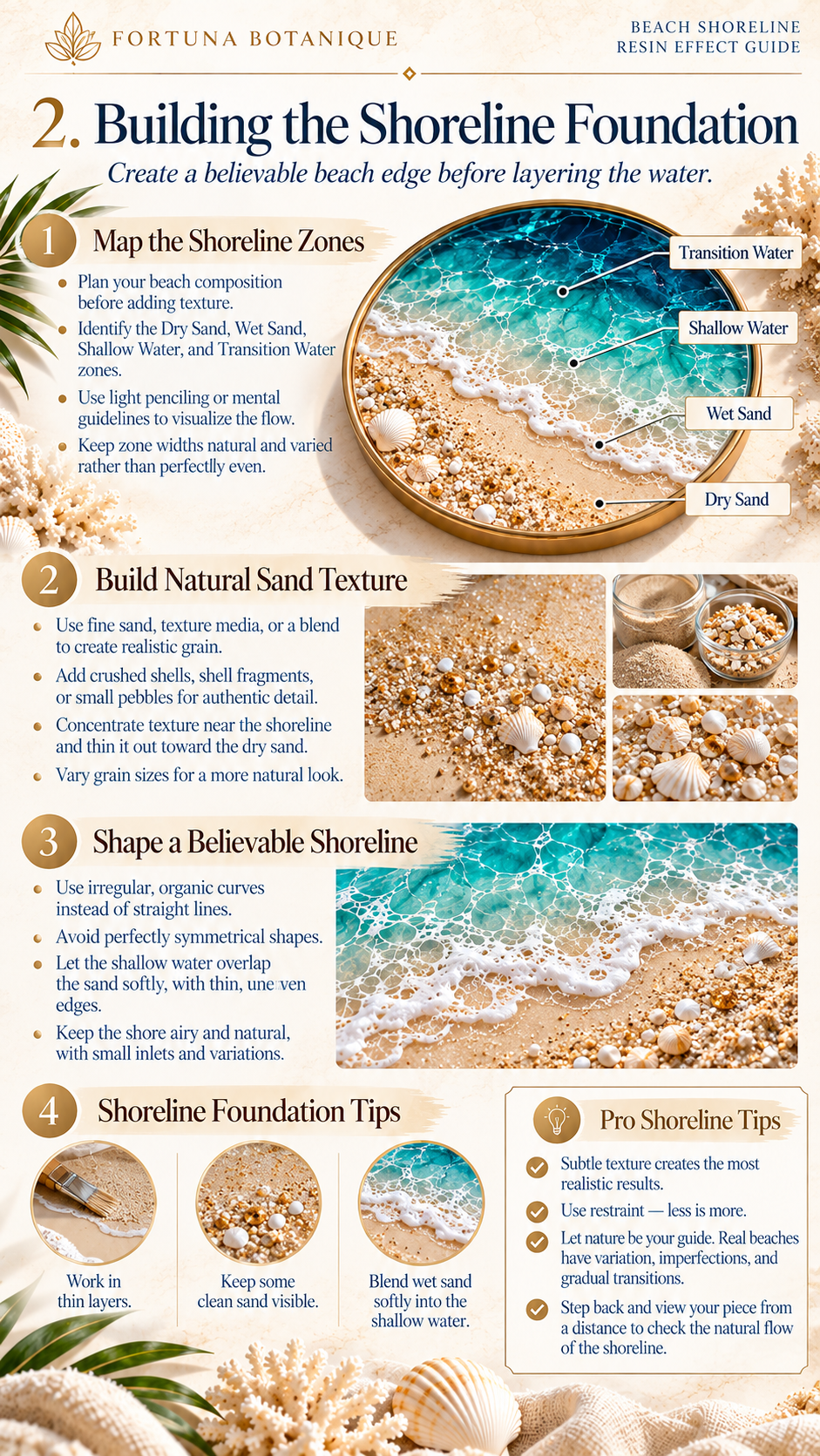 Beach Shoreline Resin Effect Guide | Realistic Sand Texture, Layered Ocean Water, Foamy Edges & Epoxy Resin Tutorial PDF