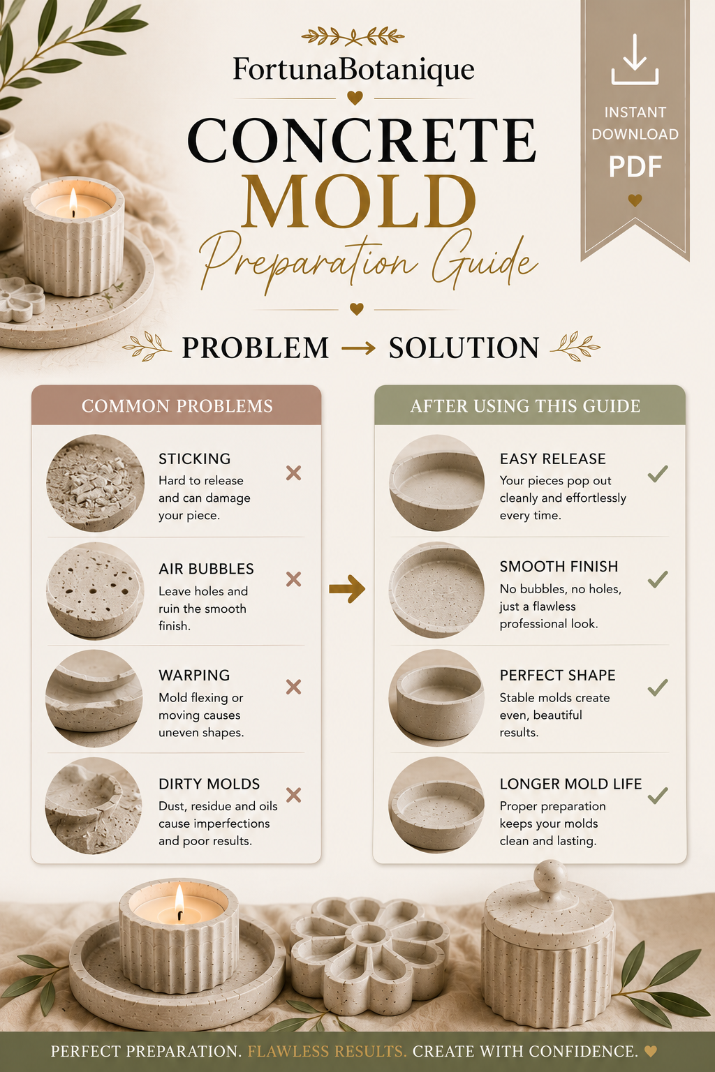 Concrete Mold Preparation Guide | Prevent Sticking, Bubbles & Imperfections | Instant PDF Download