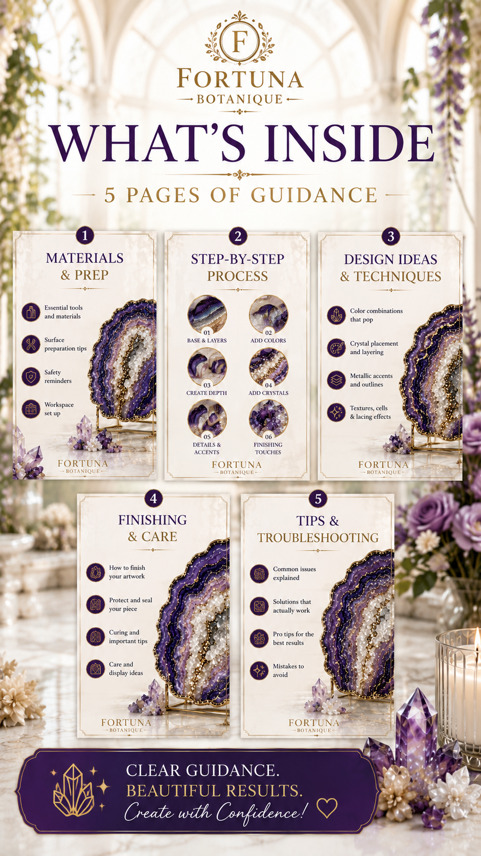 Resin Geode Art Tutorial Guide | Crystal-Inspired Resin Art Step-by-Step Digital Download