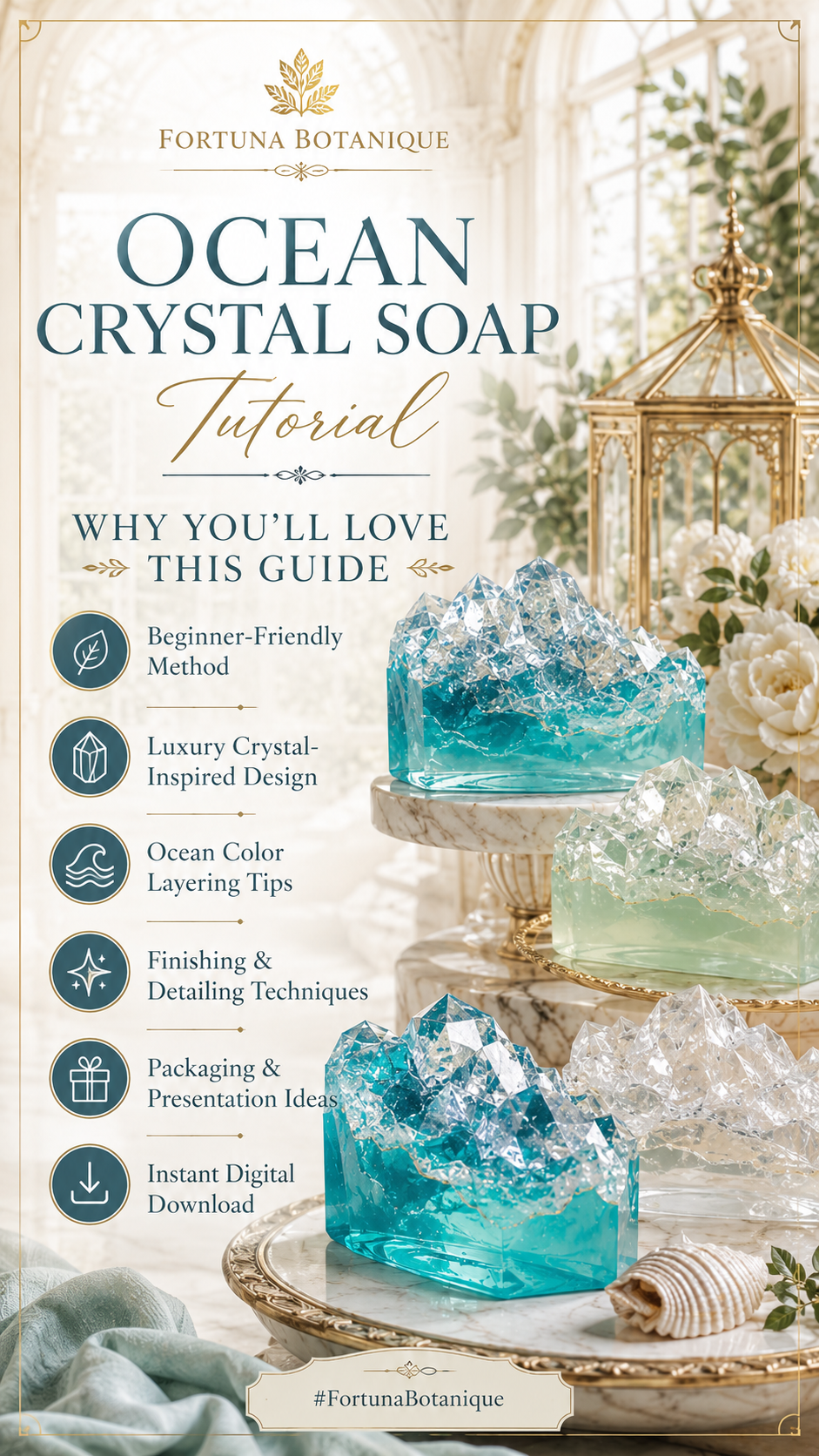 Ocean Crystal Soap Tutorial | Luxury Melt & Pour Soap Making Guide | Digital PDF Download
