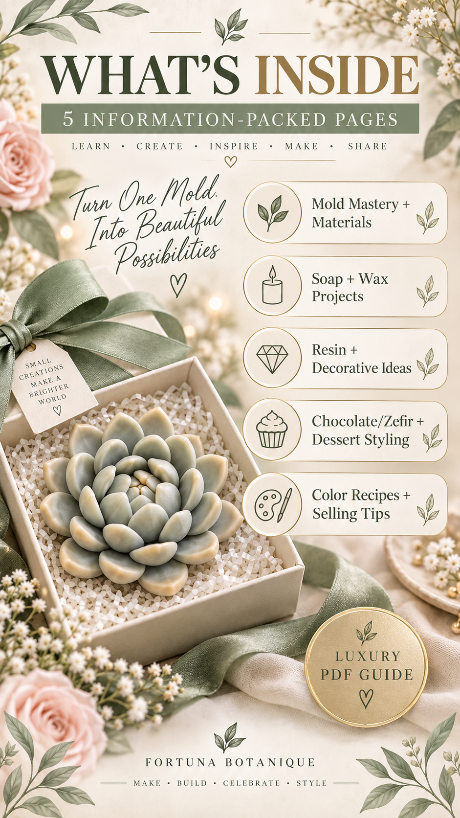 Succulent Silicone Mold Guide | Soap, Wax, Resin & Dessert Styling